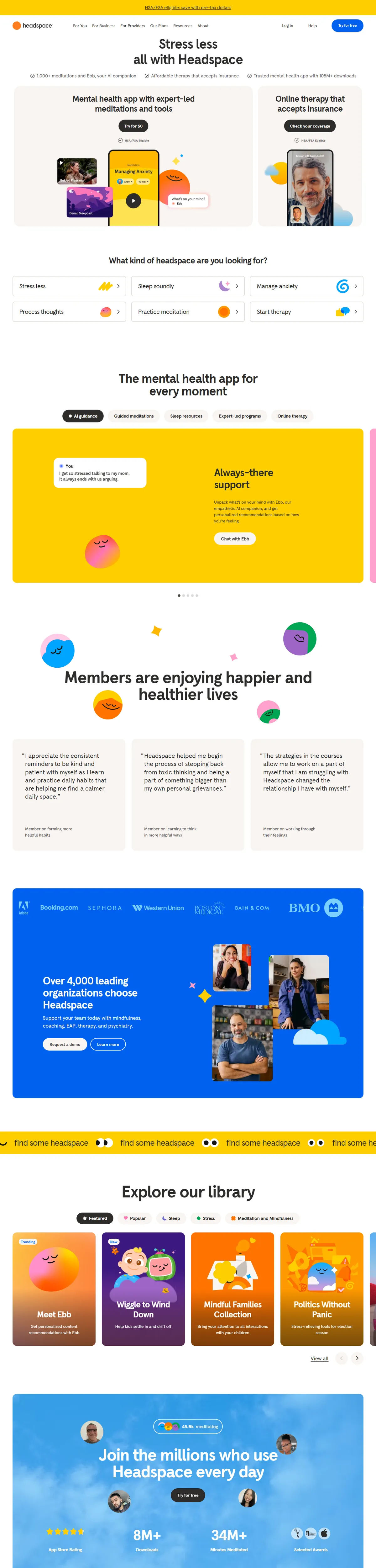 Full page of headspace.com