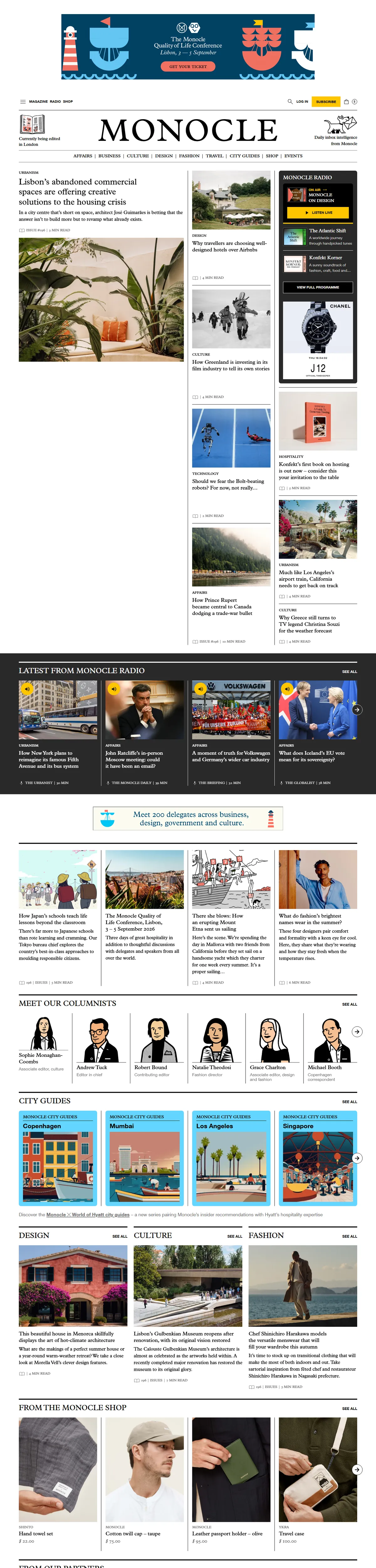 Full page of monocle.com