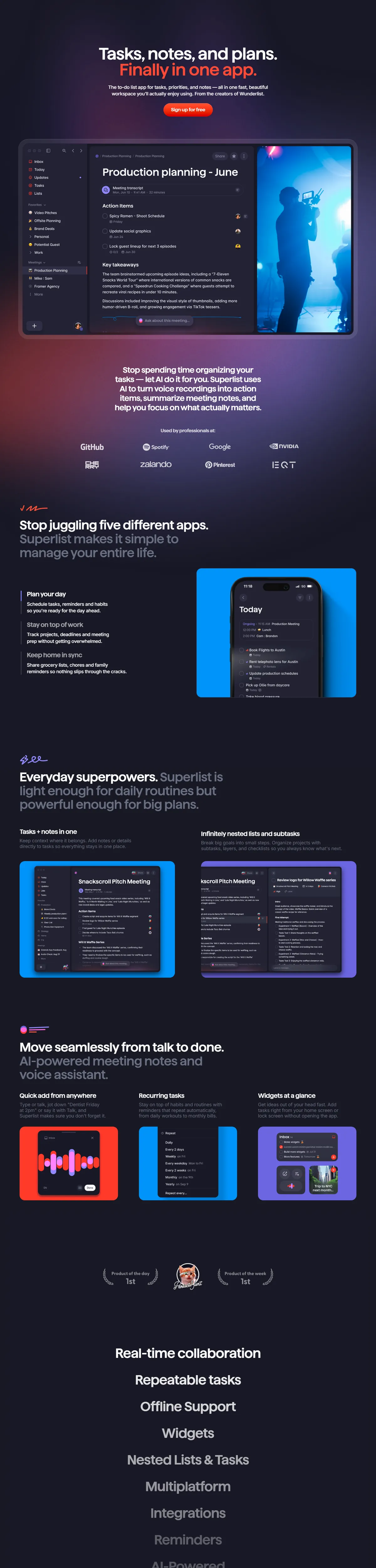 Full page of superlist.com
